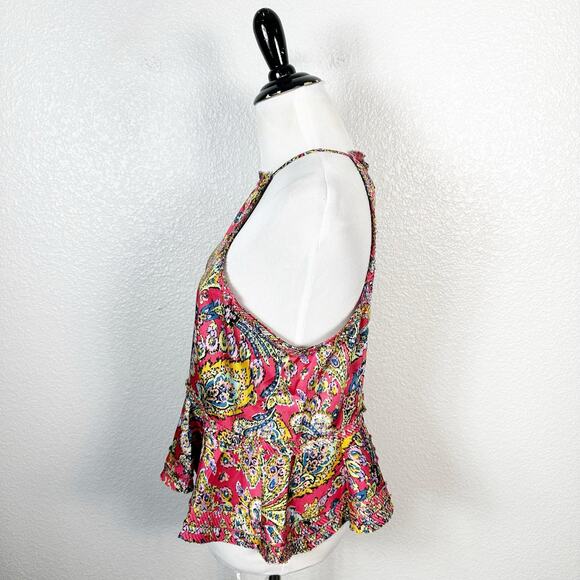 Cinq a Sept Womens Sofie Paisley Print Ruffle Hem Tank Top Size Small - Picture 5 of 10